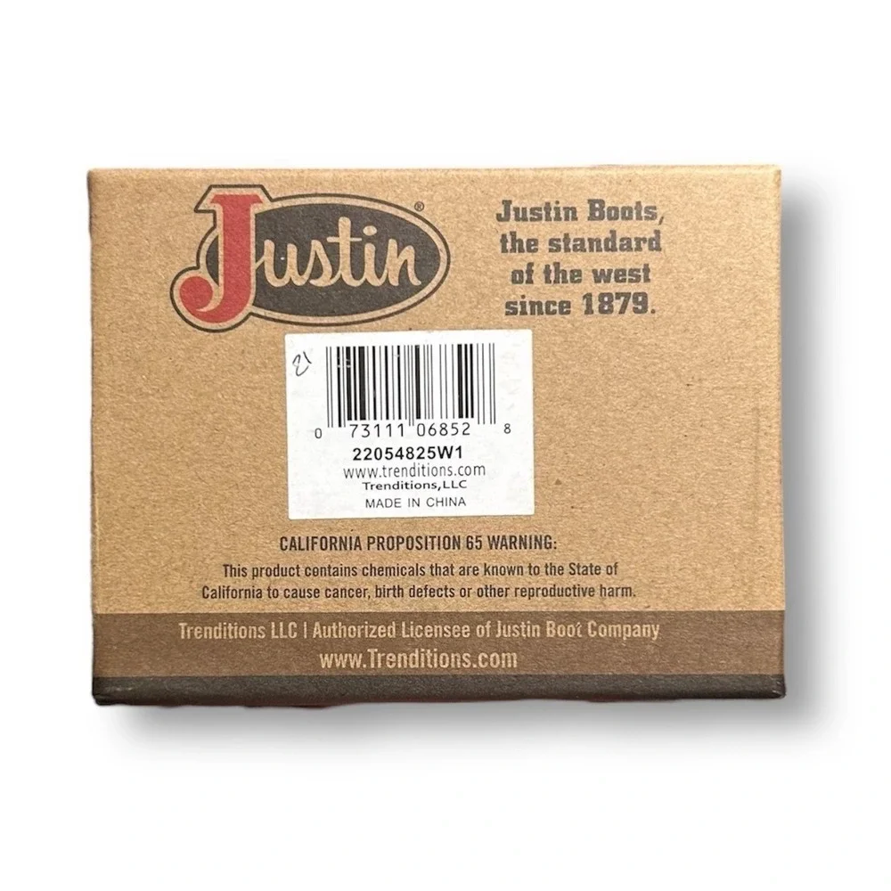Justin Genuine Embroidered Leather RFID Brown Bifold Wallet Western‎ Trim Cowboy